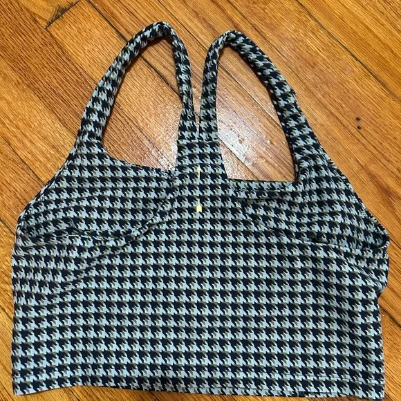 THE UPSIDE Houndstooth Margot Crop Top Check Green/Blue Sport US 10 Activewear - Picture 3 of 8